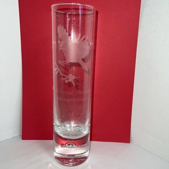 Glass Vase from National Wildlife Federation Black-Capped Chickadee Bird - Picture 1 of 6